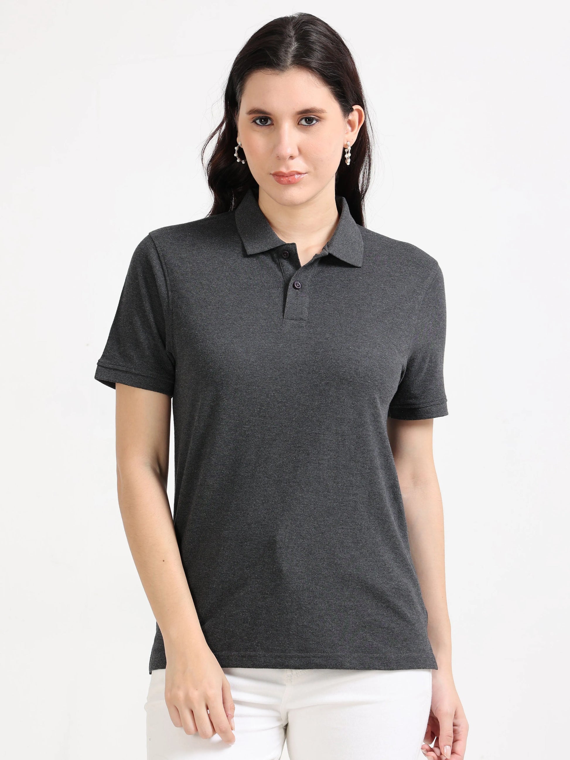 Women’s Soft Cotton Polo - Grey | PallyWear (Feathery Series)
