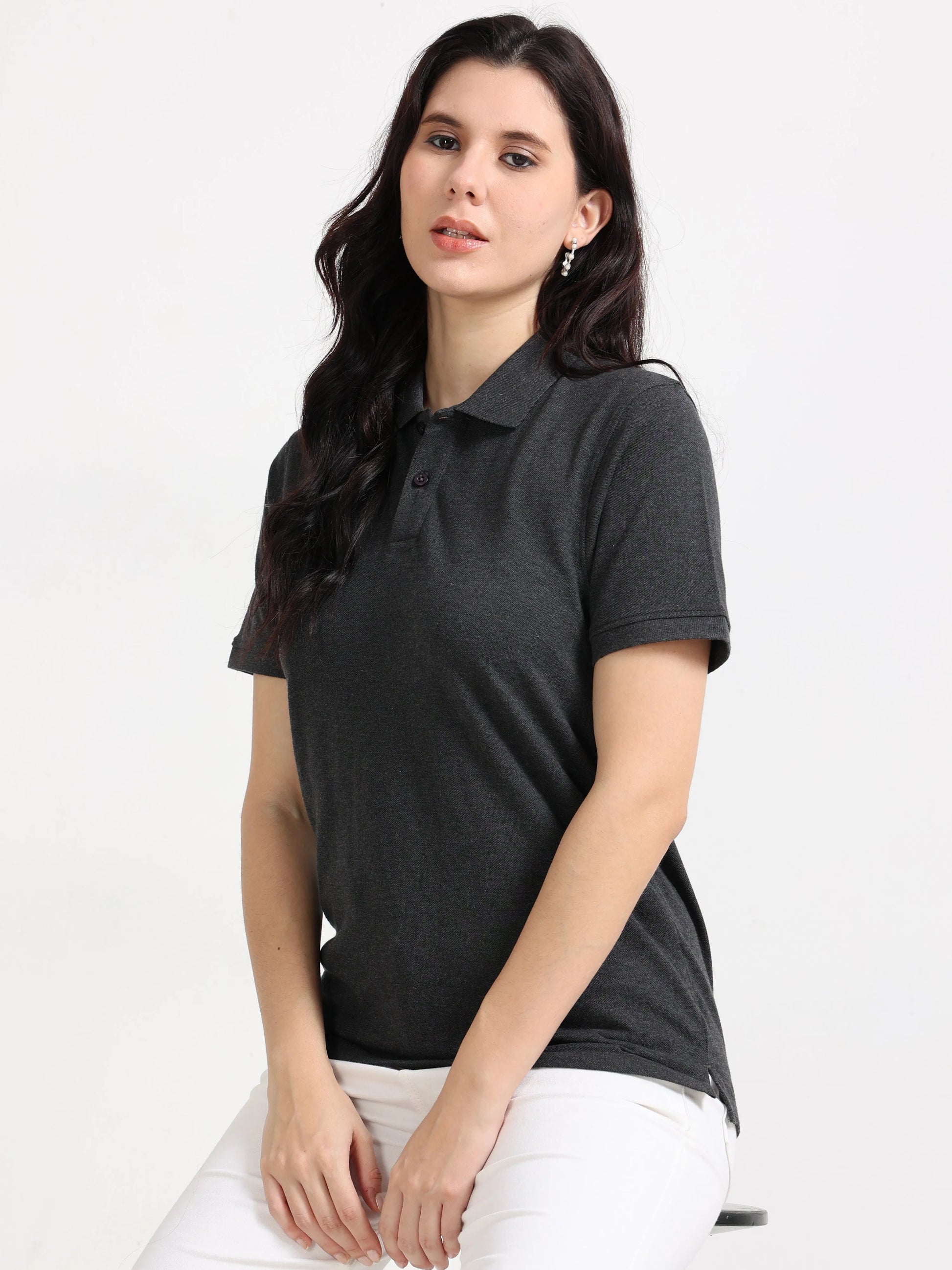 Women’s Soft Cotton Polo - Grey | PallyWear (Feathery Series)