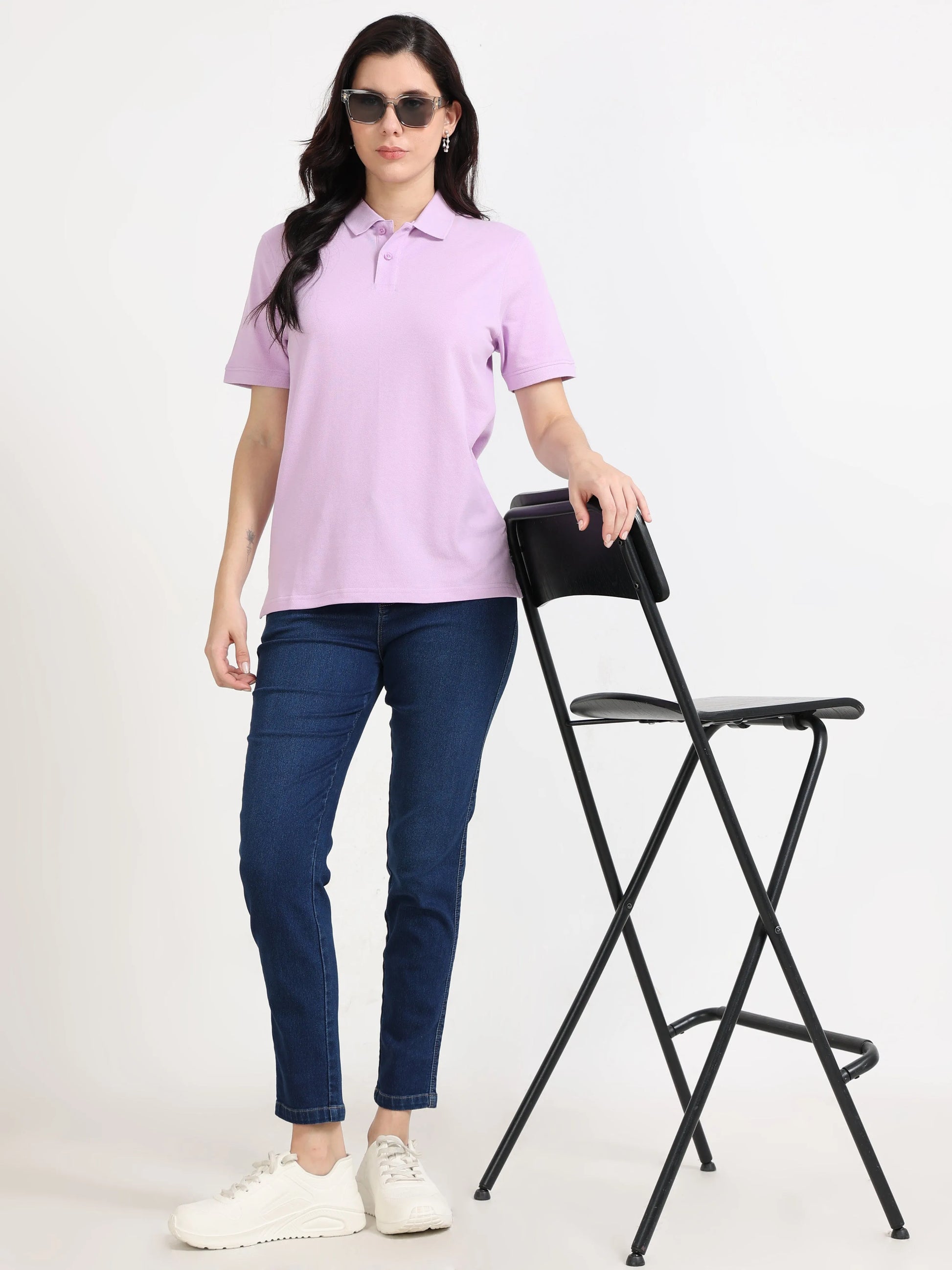 Women’s Soft Cotton Polo - Lilac Purple | PallyWear (Feathery Series)