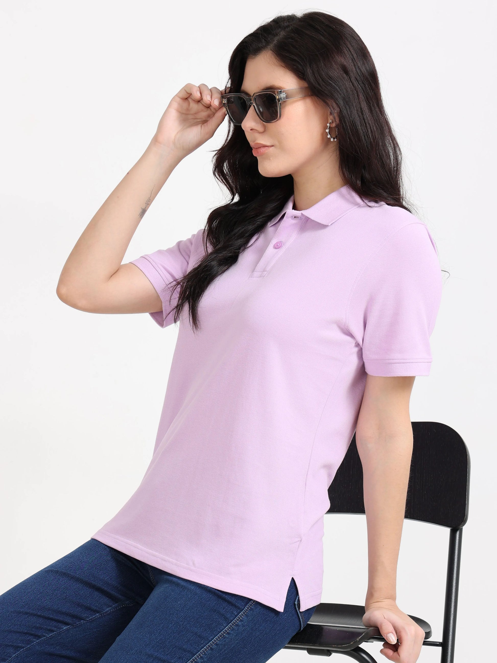 Women’s Soft Cotton Polo - Lilac Purple | PallyWear (Feathery Series)