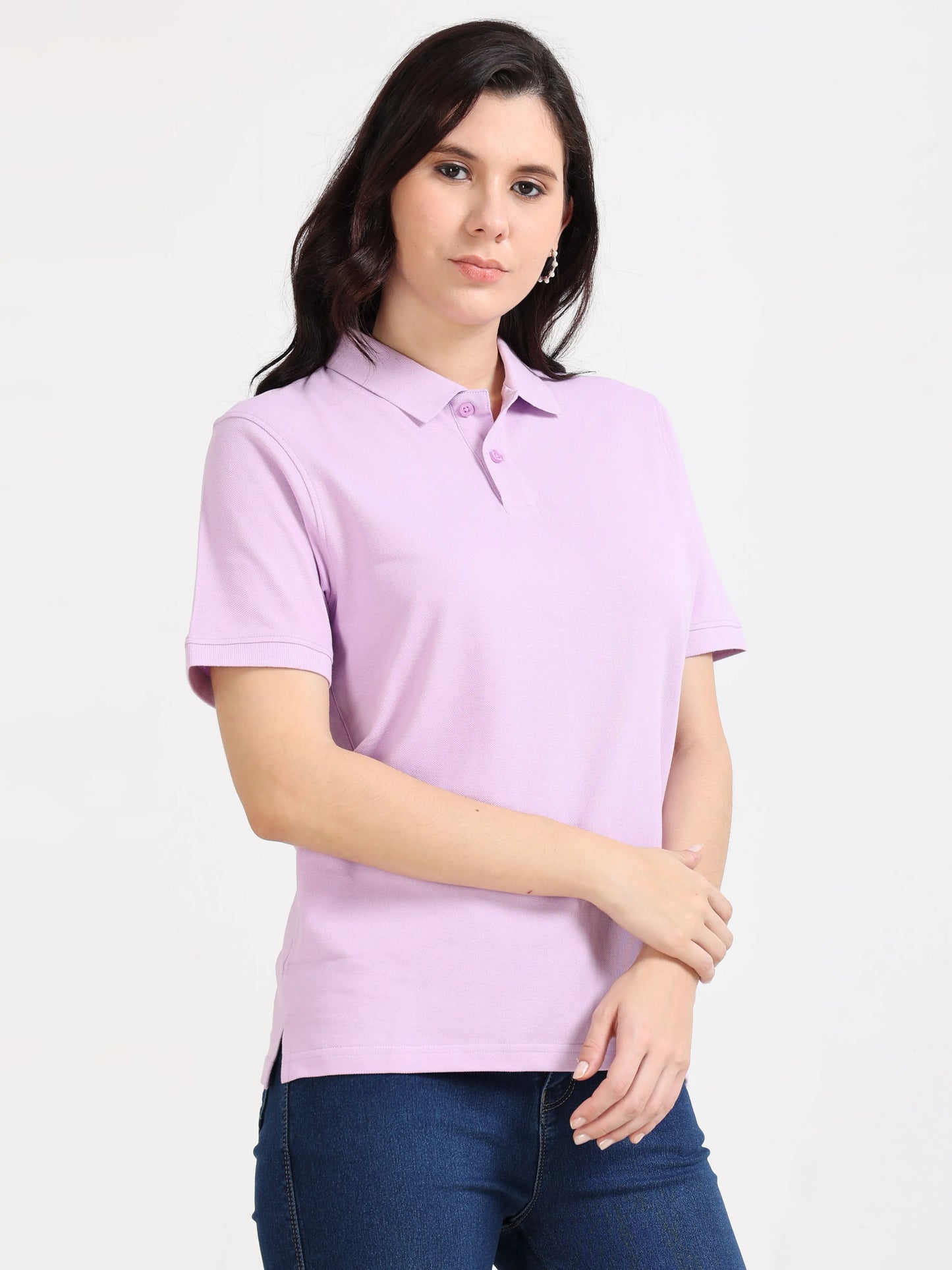 Women’s Soft Cotton Polo - Lilac Purple | PallyWear (Feathery Series)
