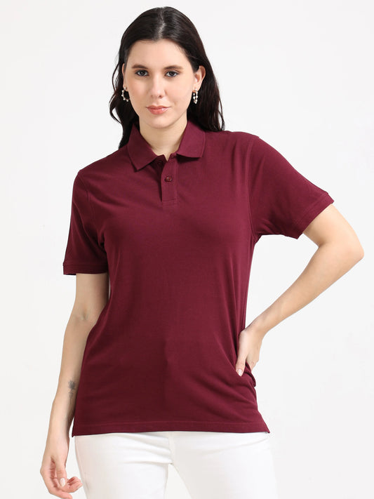Women’s Soft Cotton Polo - Maroon | PallyWear (Feathery Series)
