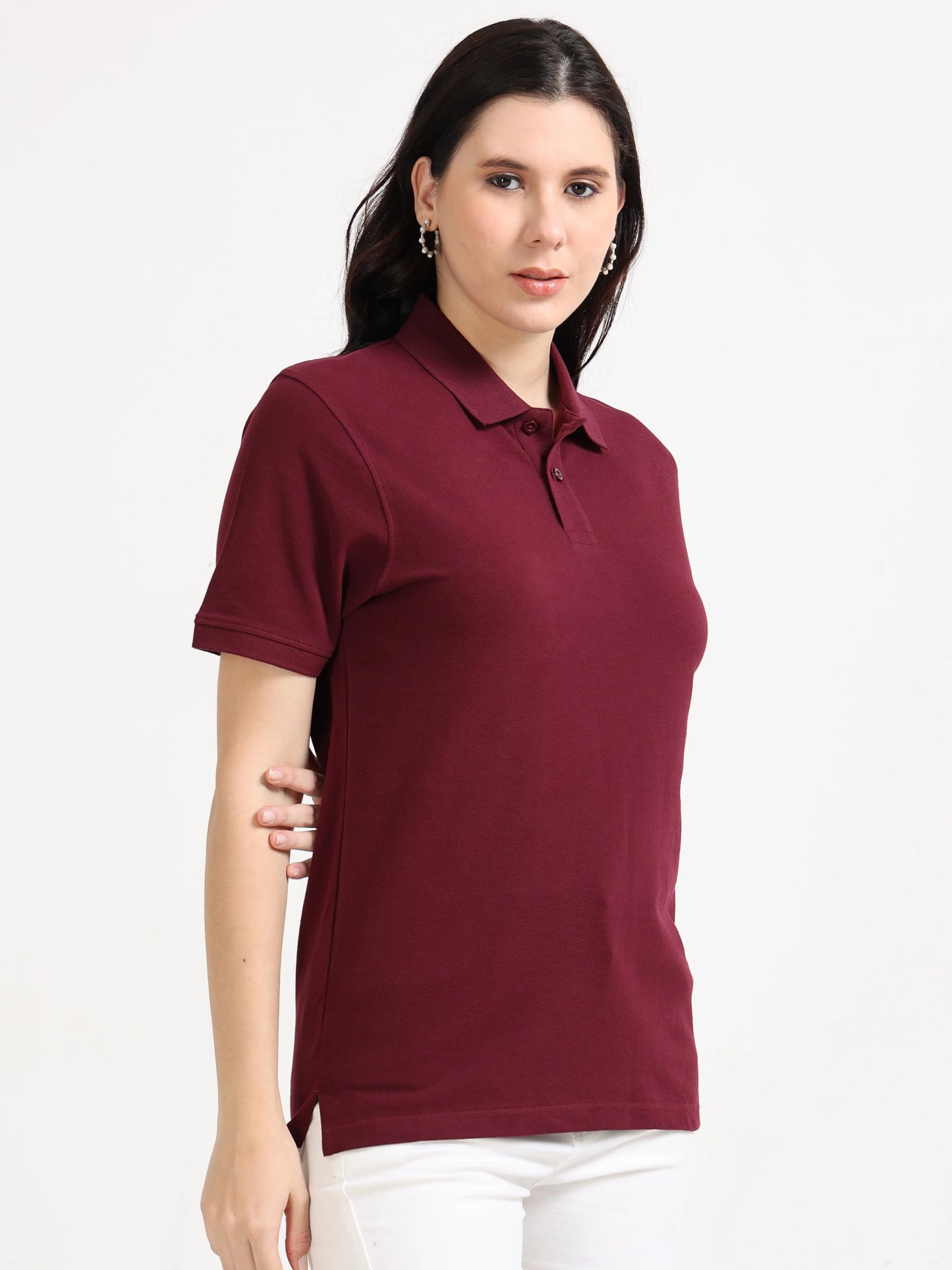Women’s Soft Cotton Polo - Maroon | PallyWear (Feathery Series)