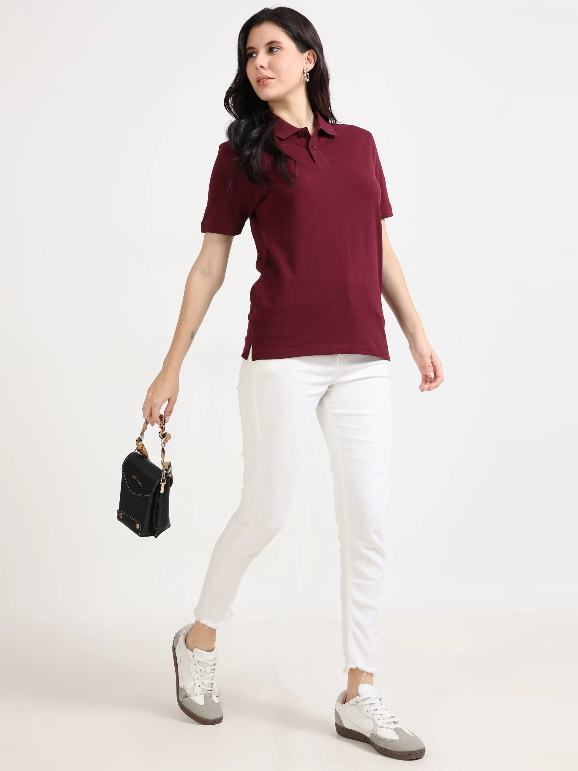 Women’s Soft Cotton Polo - Maroon | PallyWear (Feathery Series)