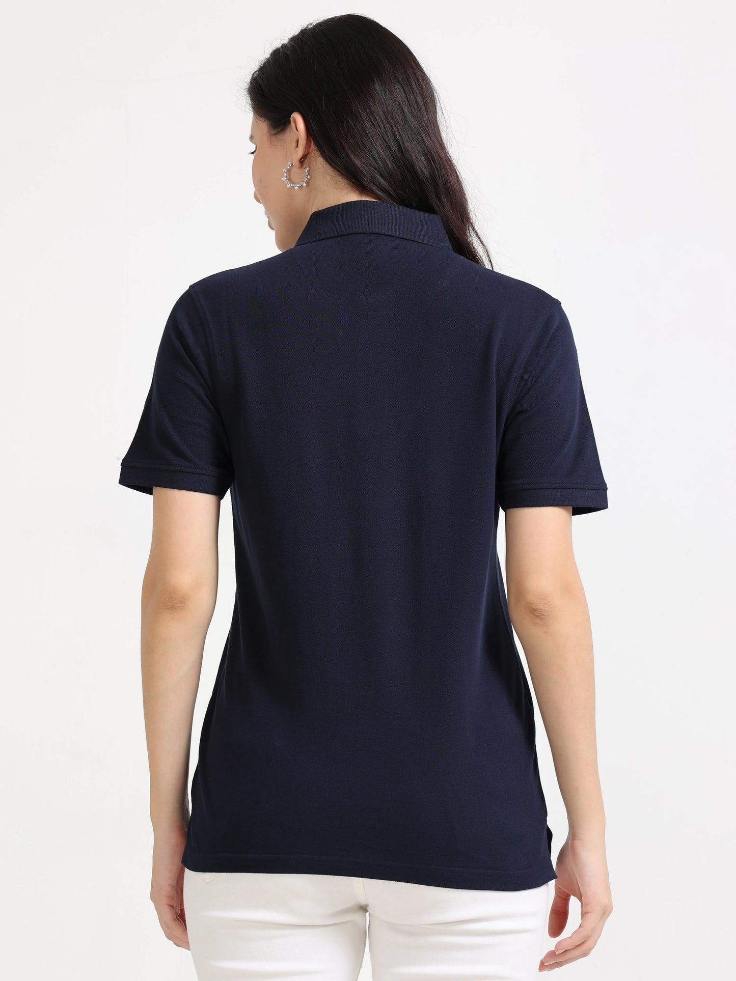 Women’s Soft Cotton Polo - Navy Blue | PallyWear (Feathery Series)