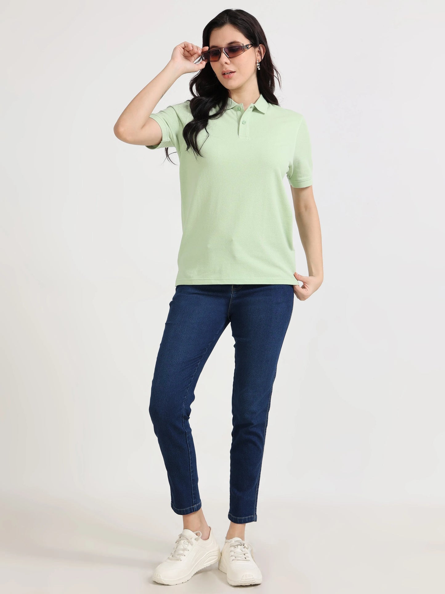 Women’s Soft Cotton Polo - Pista Green | PallyWear (Feathery Series)