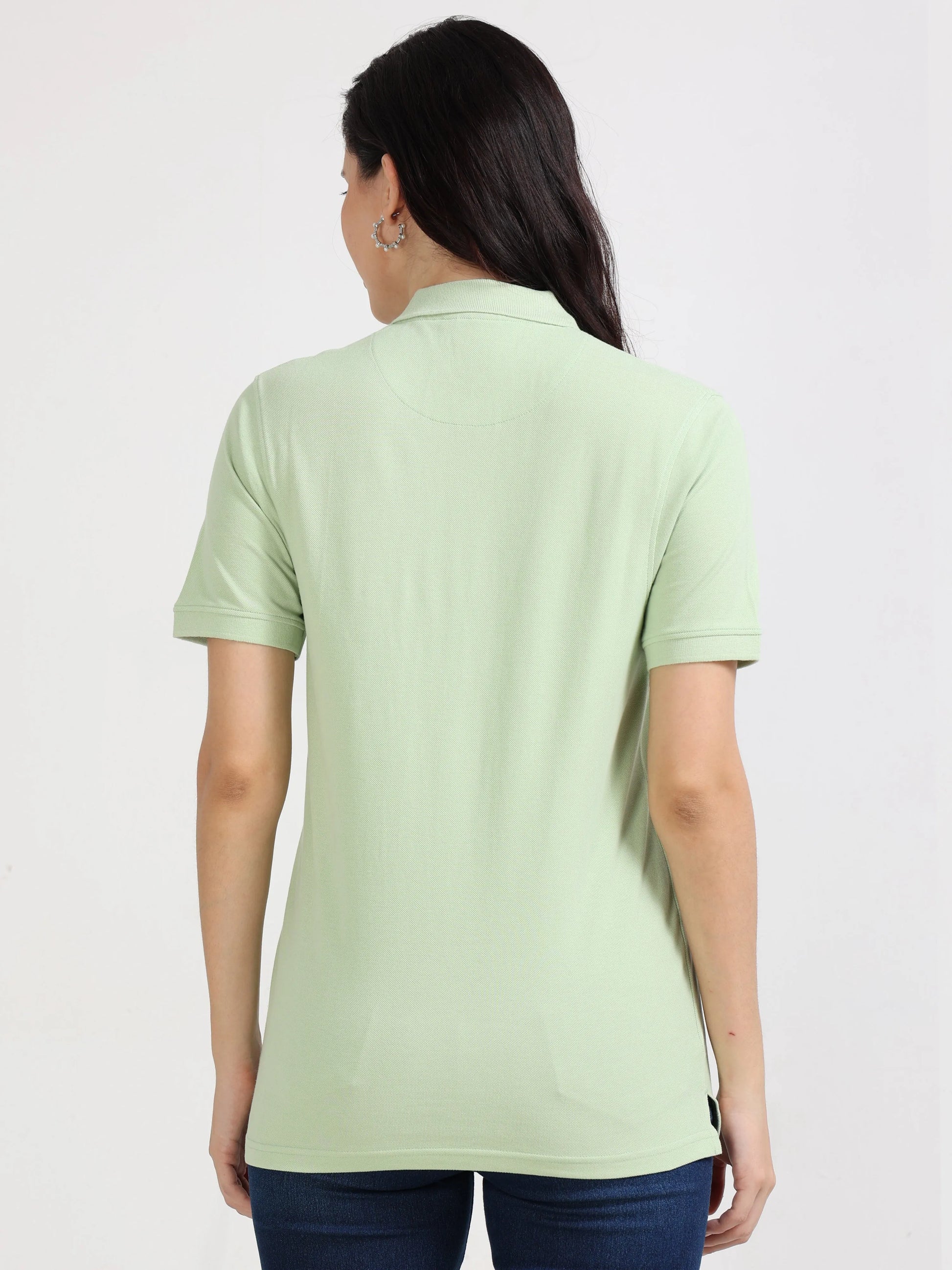 Women’s Soft Cotton Polo - Pista Green | PallyWear (Feathery Series)