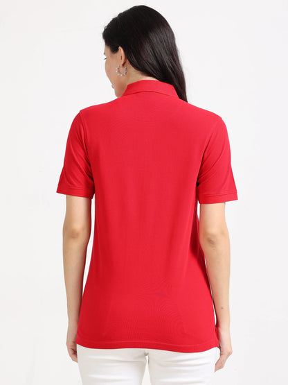 Women’s Soft Cotton Polo - Red | PallyWear (Feathery Series)