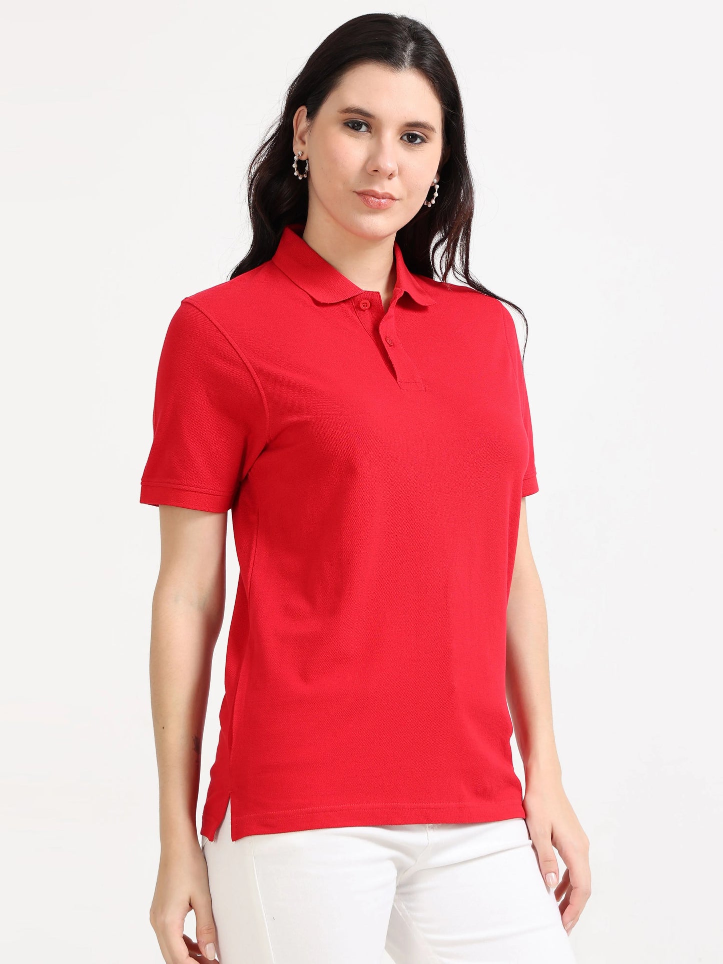 Women’s Soft Cotton Polo - Red | PallyWear (Feathery Series)