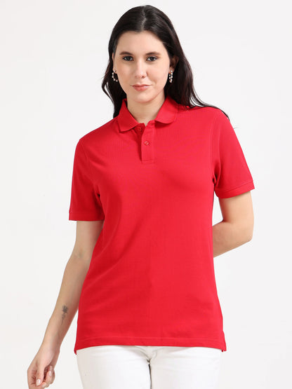 Women’s Soft Cotton Polo - Red | PallyWear (Feathery Series)