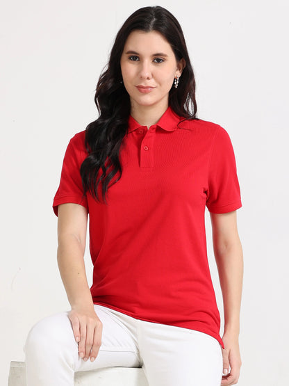 Women’s Soft Cotton Polo - Red | PallyWear (Feathery Series)