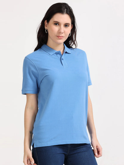 Women’s Soft Cotton Polo - Sky Blue | PallyWear (Feathery Series)