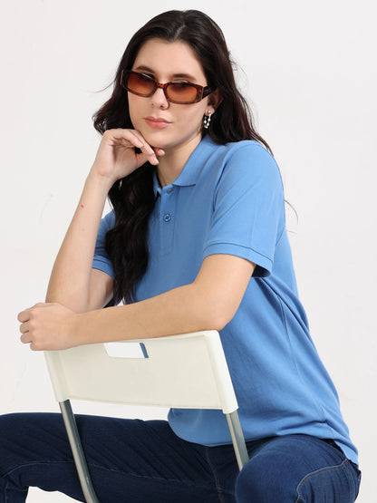 Women’s Soft Cotton Polo - Sky Blue | PallyWear (Feathery Series)