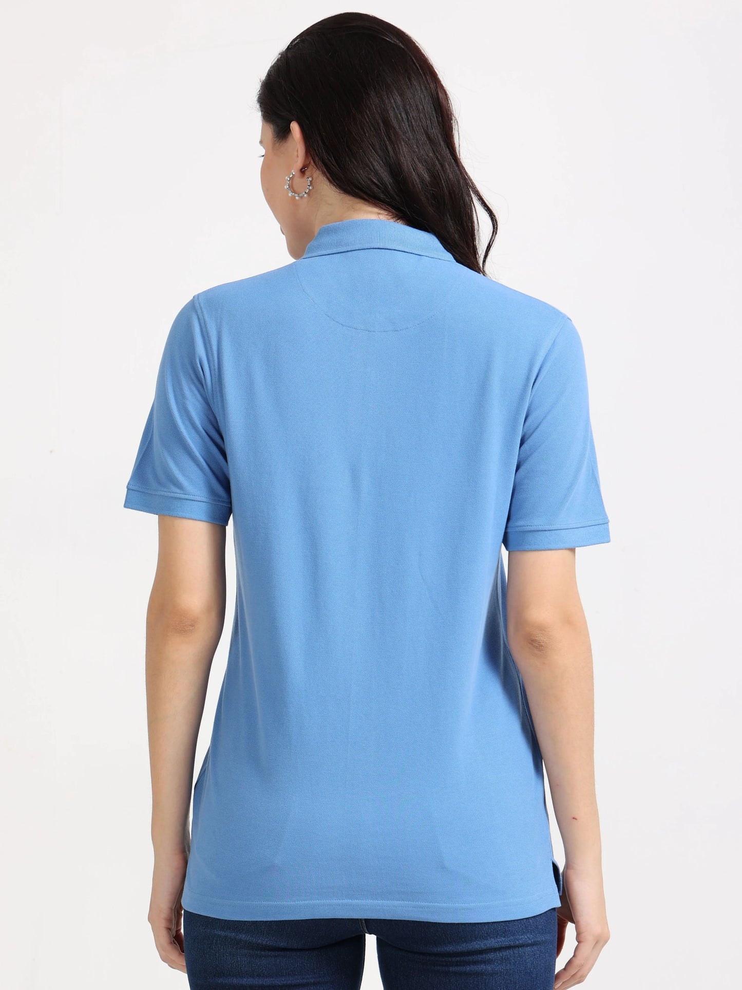 Women’s Soft Cotton Polo - Sky Blue | PallyWear (Feathery Series)