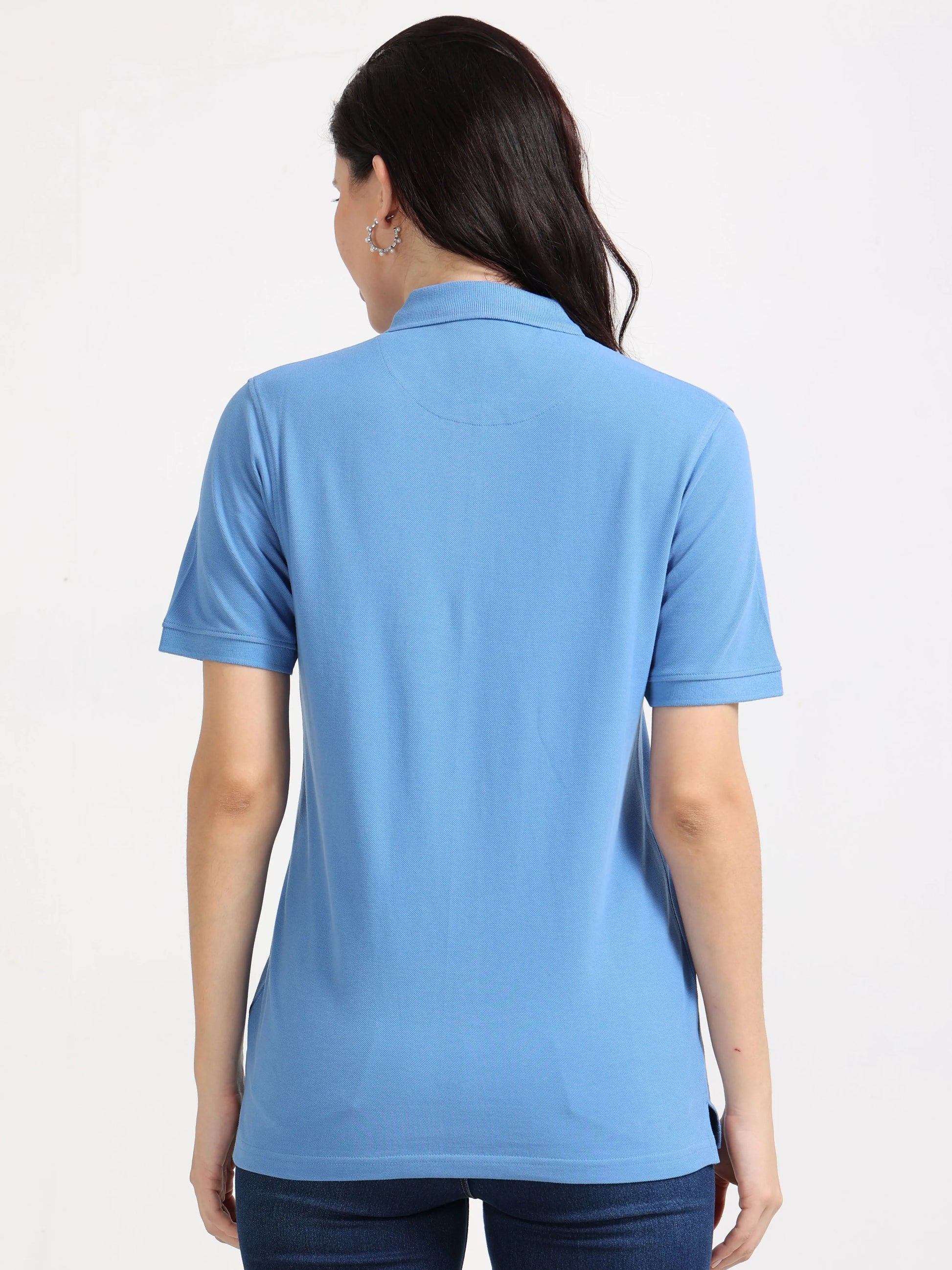 Women’s Soft Cotton Polo - Sky Blue | PallyWear (Feathery Series)