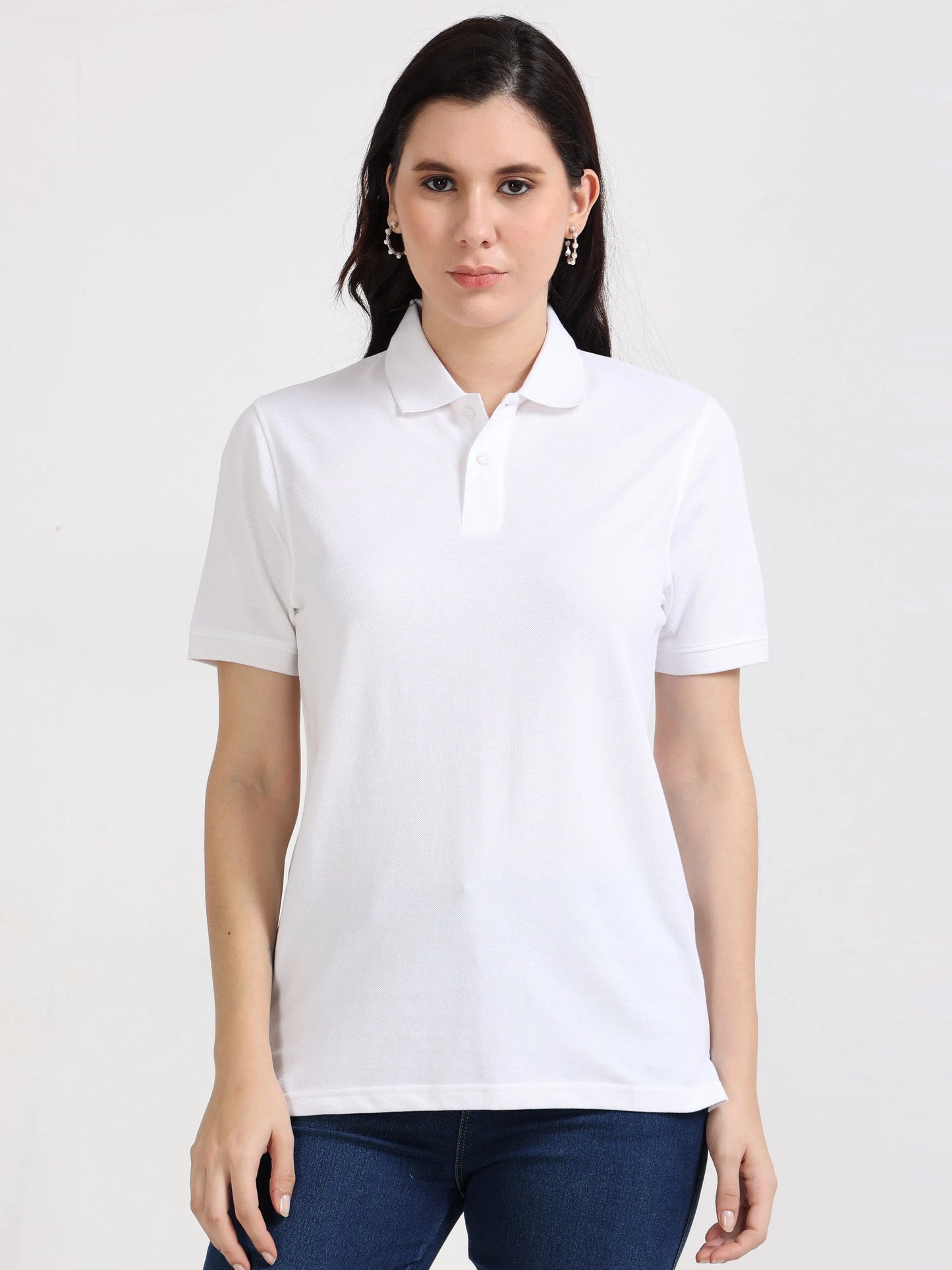 Women’s Soft Cotton Polo - White | PallyWear (Feathery Series)