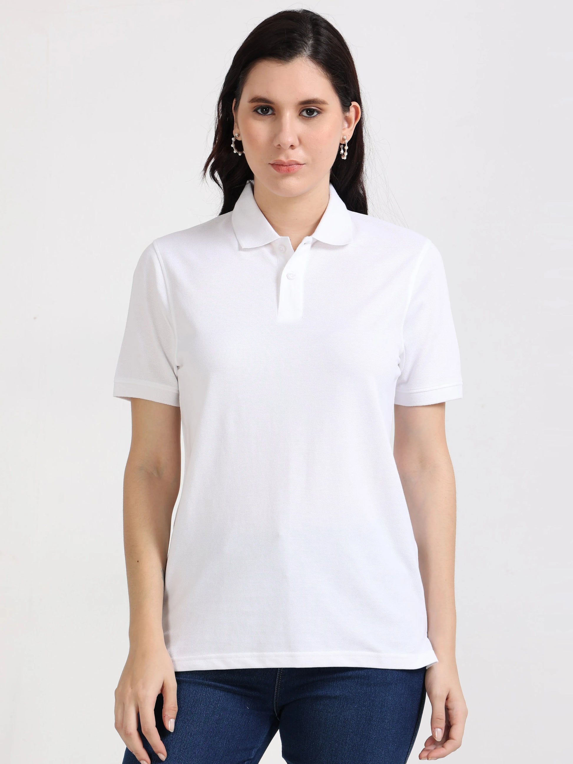 Women’s Soft Cotton Polo - White | PallyWear (Feathery Series)