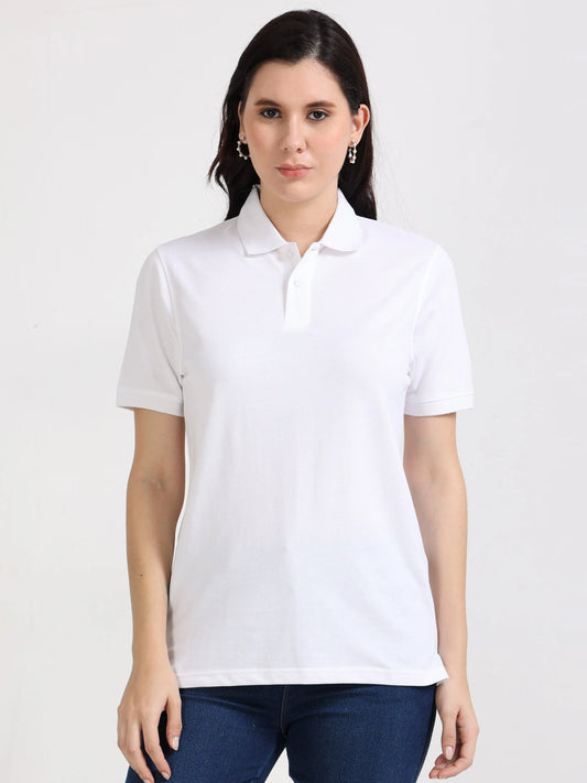 Women’s Soft Cotton Polo - White | PallyWear (Feathery Series)