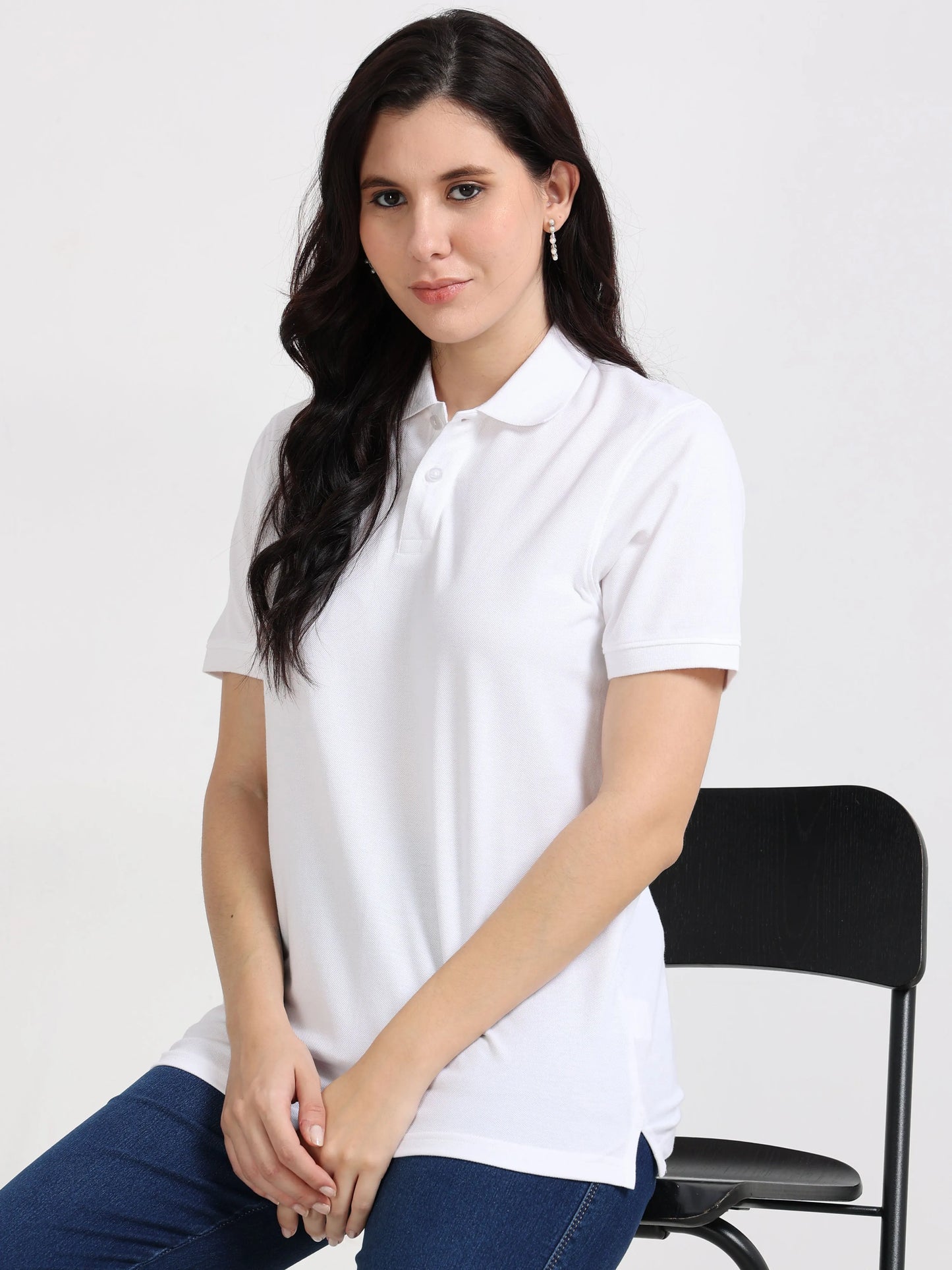 Women’s Soft Cotton Polo - White | PallyWear (Feathery Series)
